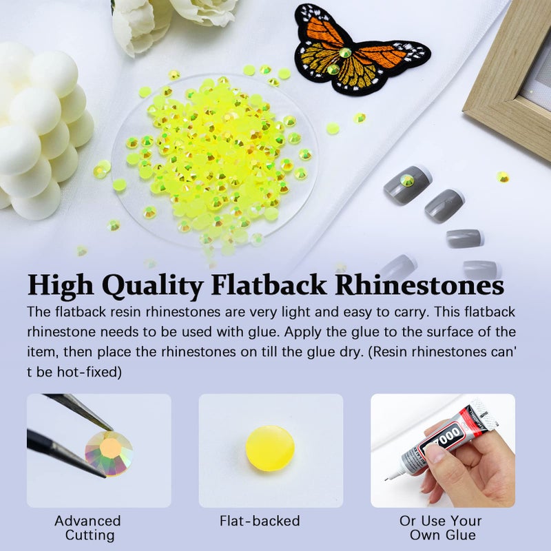 Briskbloom 2000PCS 4mm Resin Flatback Rhinestone, Lemon Yellow AB Flatback Jelly Resin Rhinestones for Mugs, Bottles, Tumblers, Craft Decoration, Loose Bling Glitter Diamond Stone, Citrine AB - Image 2